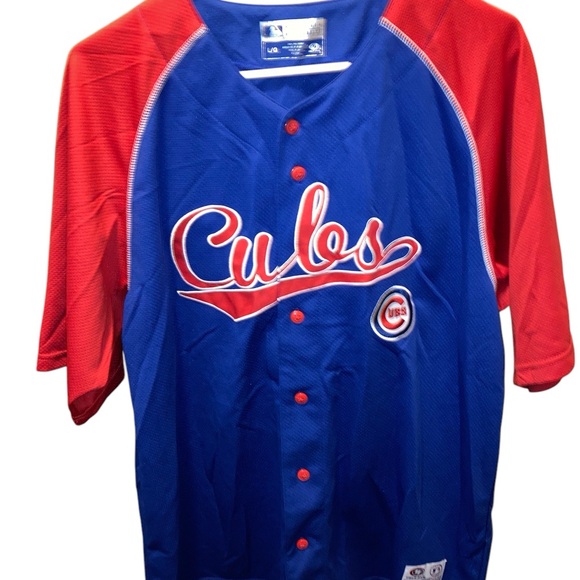 Vintage Chicago Cubs Jersey Men’s size L  Red/Blue with Red buttons - Picture 1 of 4